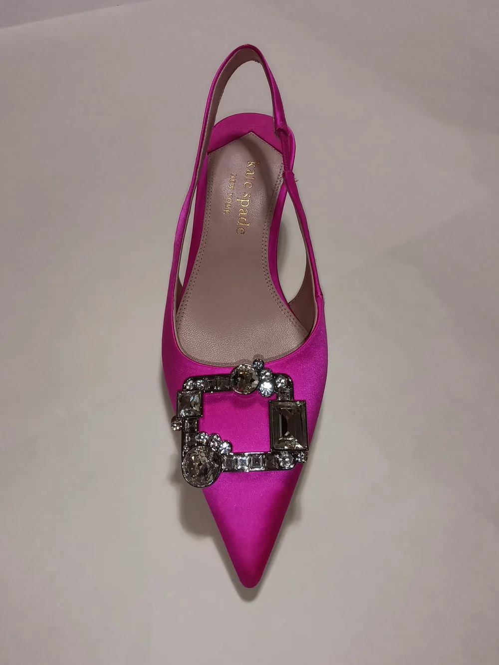 Kate Spade Renata Hot Pink Satin Slingback Pumps With Crystle Buckles Size 7
